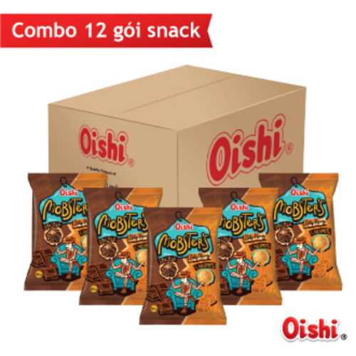 Combo 12 gói Oishi Bắp Rang Vị Sôcôla Caramen Mobsters - 80g/gói