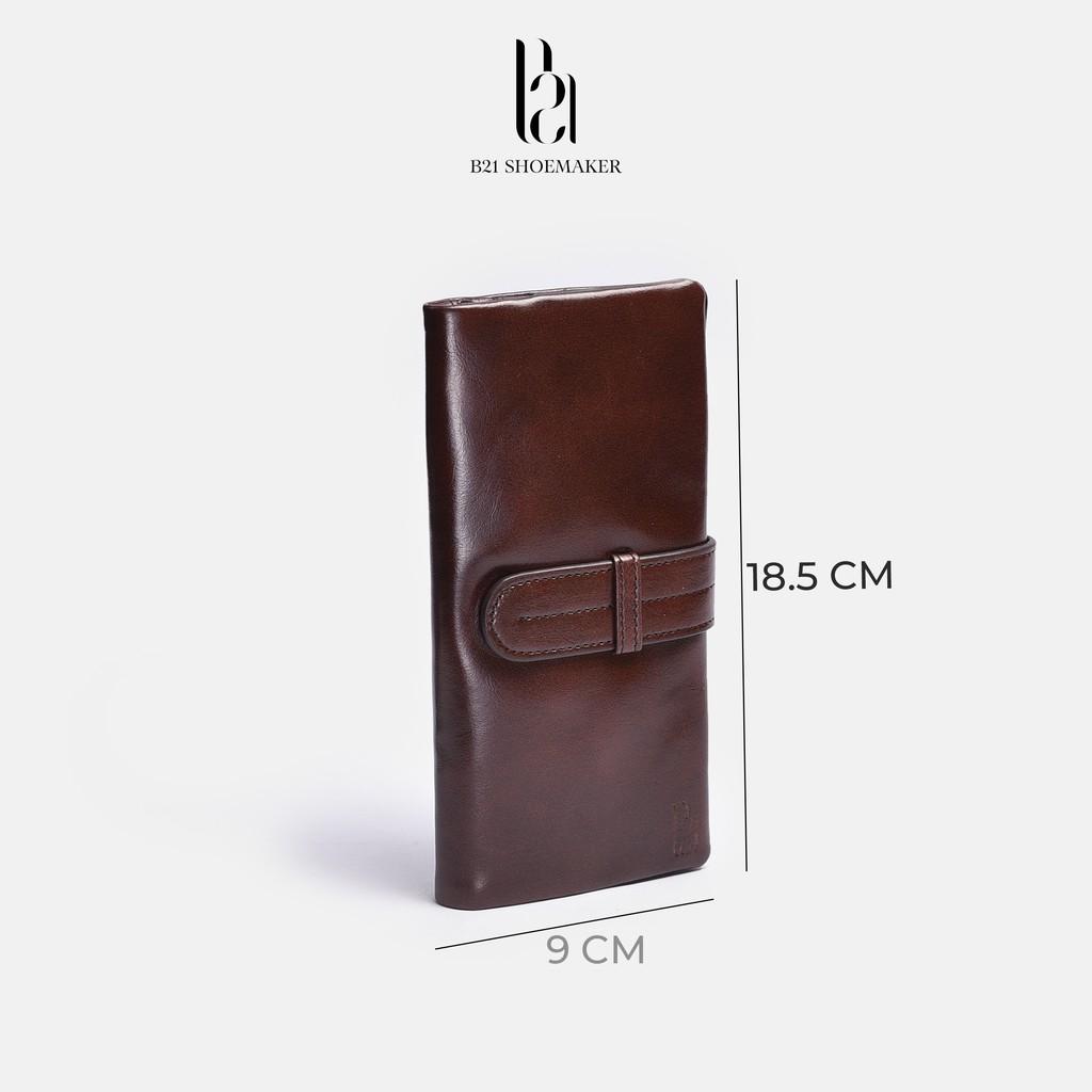 Ví Dài Cầm Tay Nam Da Bò Thật Cao Cấp Nhiều Ngăn Tiện Lợi Phong Cách Cổ Điển Vintage Classic Full Box - B21 Shoemaker