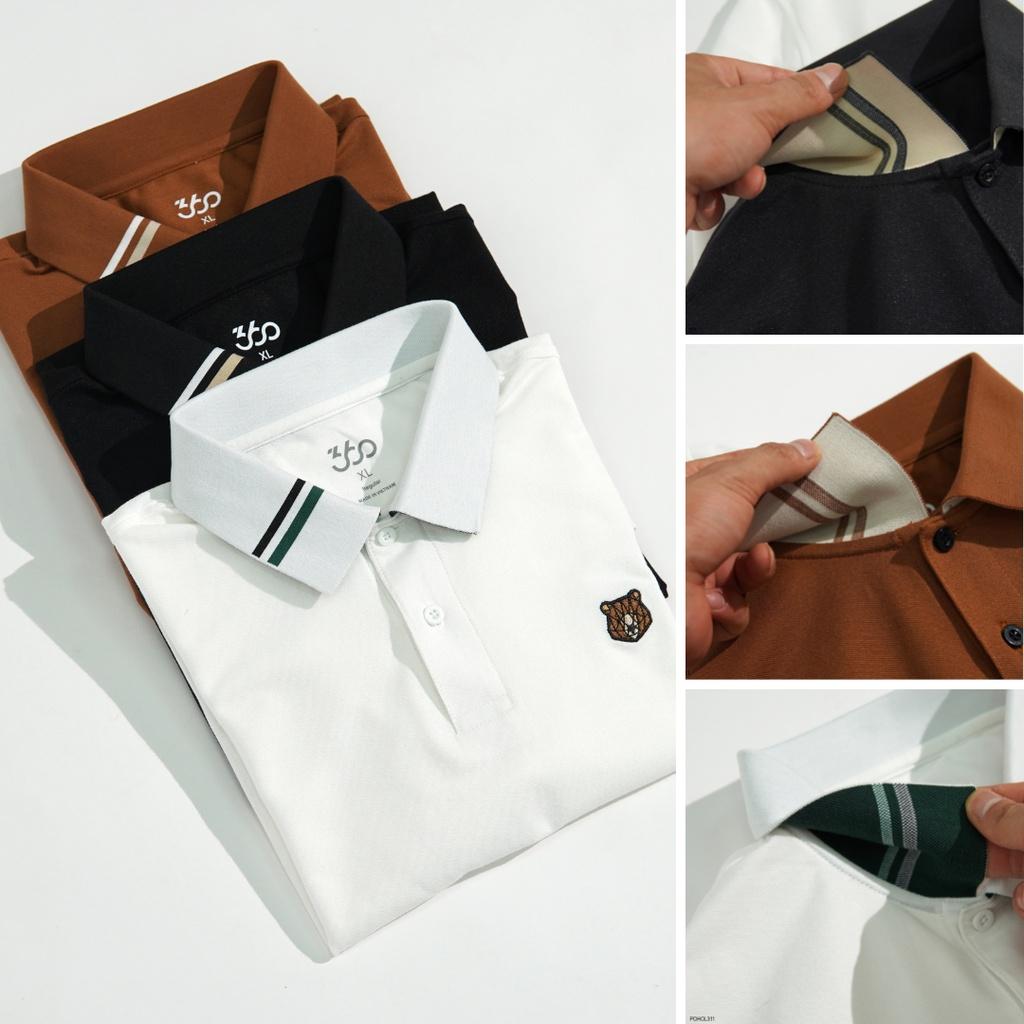 Áo polo nam cổ bẻ thêu họa tiết gấu 360 Boutique cotton cao cấp 3 màu basic - POHOL311