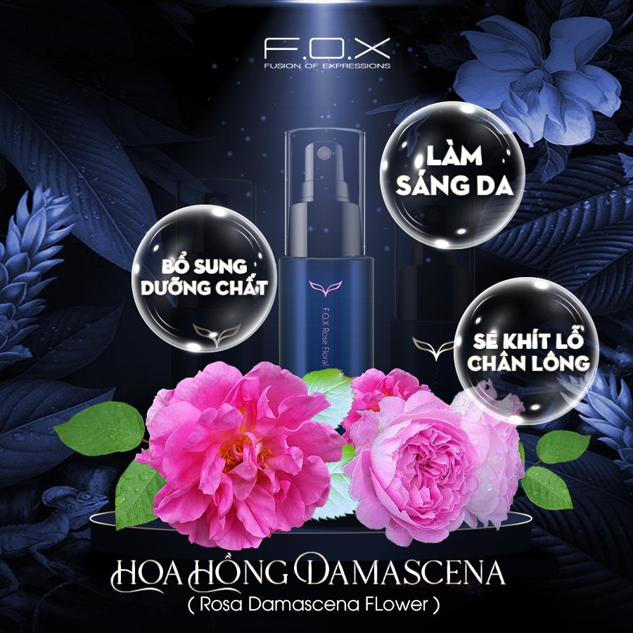 Xịt Khoáng Dưỡng Ẩm Da Và Làm Sáng Da Hương Hoa Hồng Rosa Damascena Floral Water FOX Cosmetics 100ml