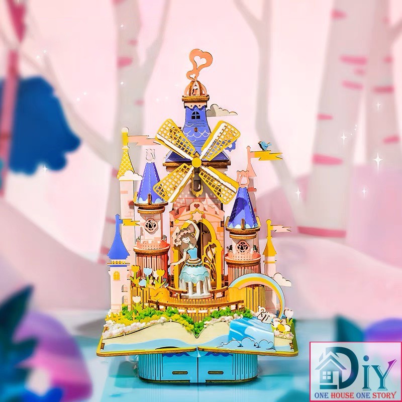 Mô hình lắp ráp bằng gỗ 3D Mô hình LÂU ĐÀI MA THUẬT MAGIC CASTLE - Quà tặng tự làm bằng gỗ