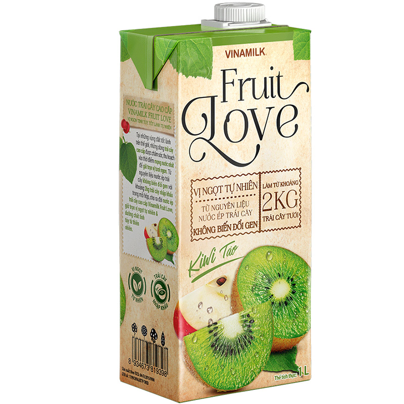Thùng 12 hộp nước trái cây cao cấp Fruit Love VINAMILK Kiwi Táo