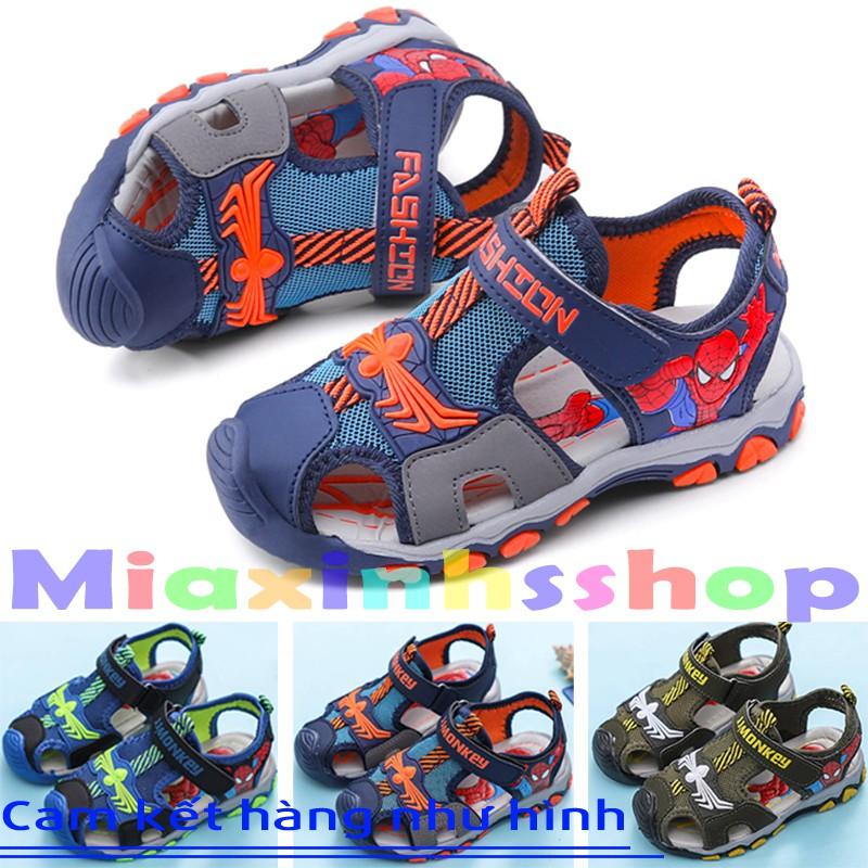 Sandal bịt mũi bé trai Spider Man chất đẹp đế mềm đi siêu êm chân