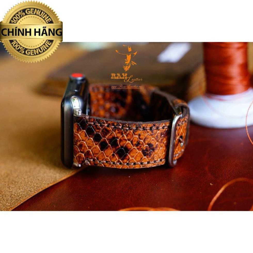DÂY ĐỒNG HỒ DA THẬT RẰN RI VÀNG DÀNH CHO APPLE WATCH - RAM LEATHER CHÍNH HÃNG