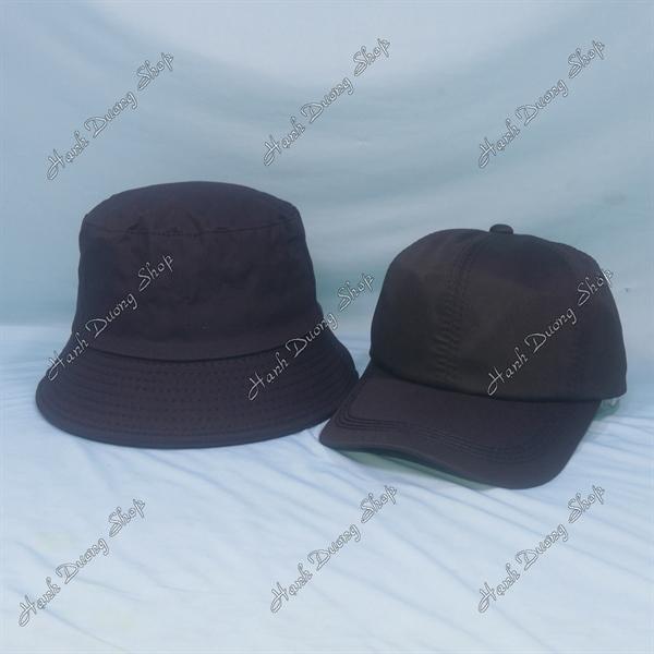 Set Nón Cặp Bucket & Cap Trơn Không Thêu (LT50-2); (KTH02) - Đen