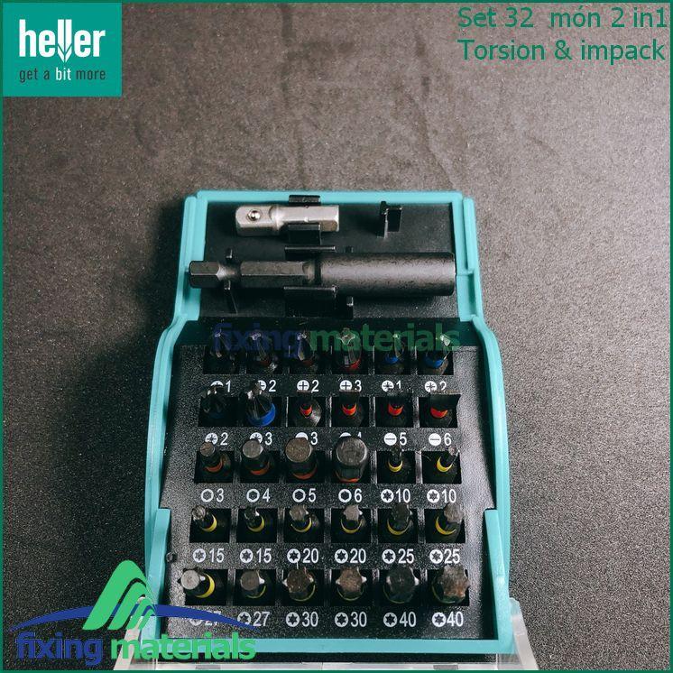 Hộp mũi bắn vít HELLER 32 món loại 2in1 Torsion&amp;Impact, chịu va đập. Hàng của HELLER Germany