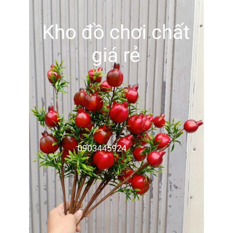 Cành lựu 4quả kèm lá cao 60cm-Quả giả