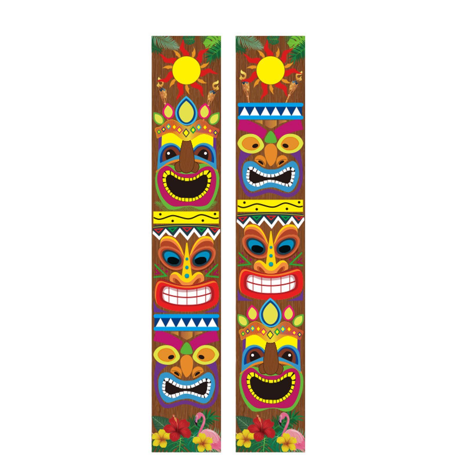 Hawaiian Party Decorations, Tiki Banners Aloha Tropical Door Porch Signs, Wall Hanging Decor Supplies