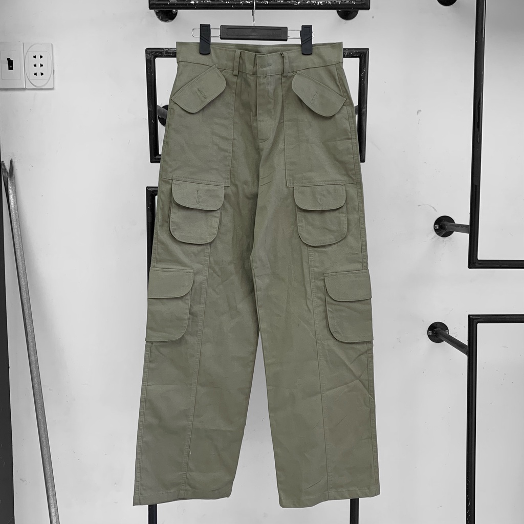 Quần kaki túi hộp nam nữ , Hiphop ống rộng xuông dài, quần cargo pants trơn thời trang unisex nam nữ - Gin store