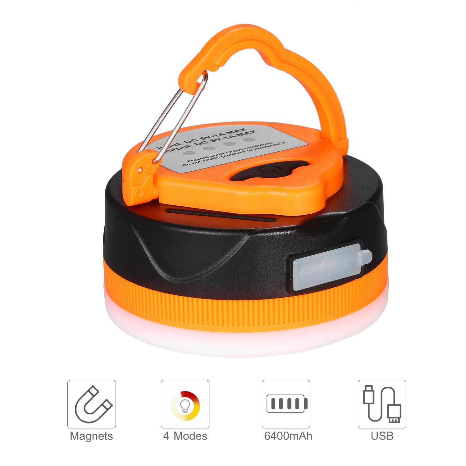 Đèn led cắm trại 1600mAh, sạc USB, có móc treo