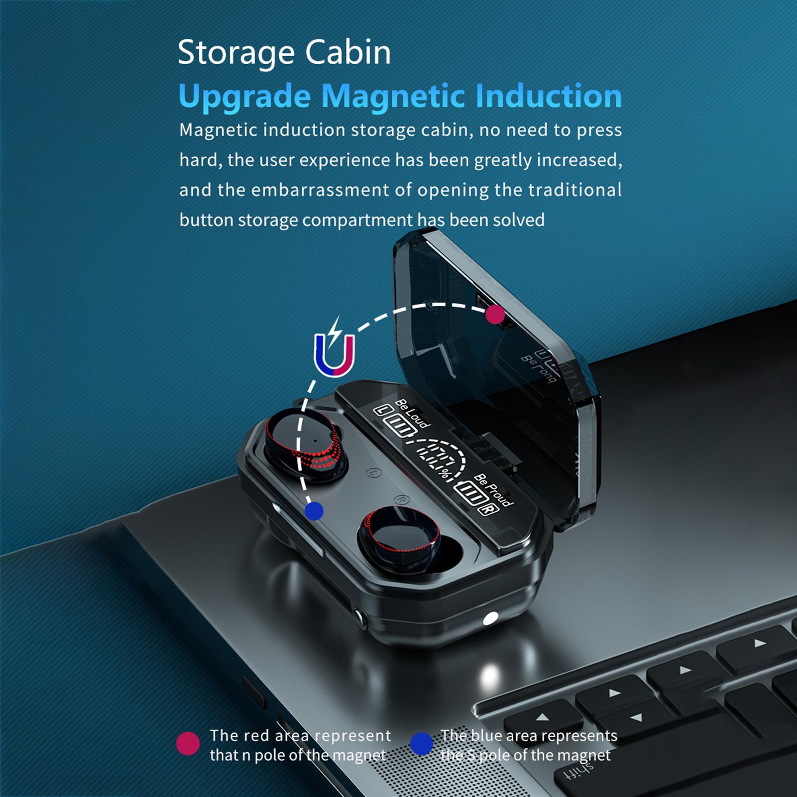 Tai nghe không dây A18 BT5.1 Tự động ghép nối Âm thanh độ trung thực cao HiFi Màn hình kỹ thuật số chống nước IPX7 có đèn pin