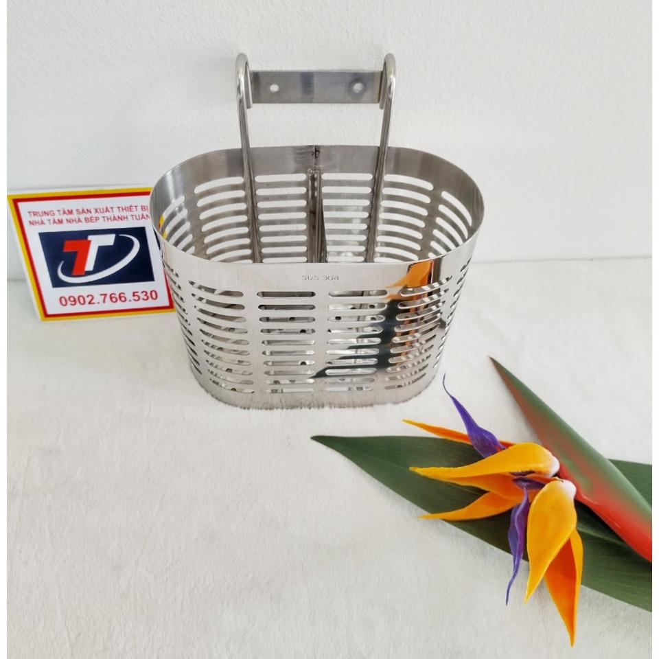Ống đũa đôi hình oval inox SUS 304 có 2 ngăn tiện lợi, TT-049