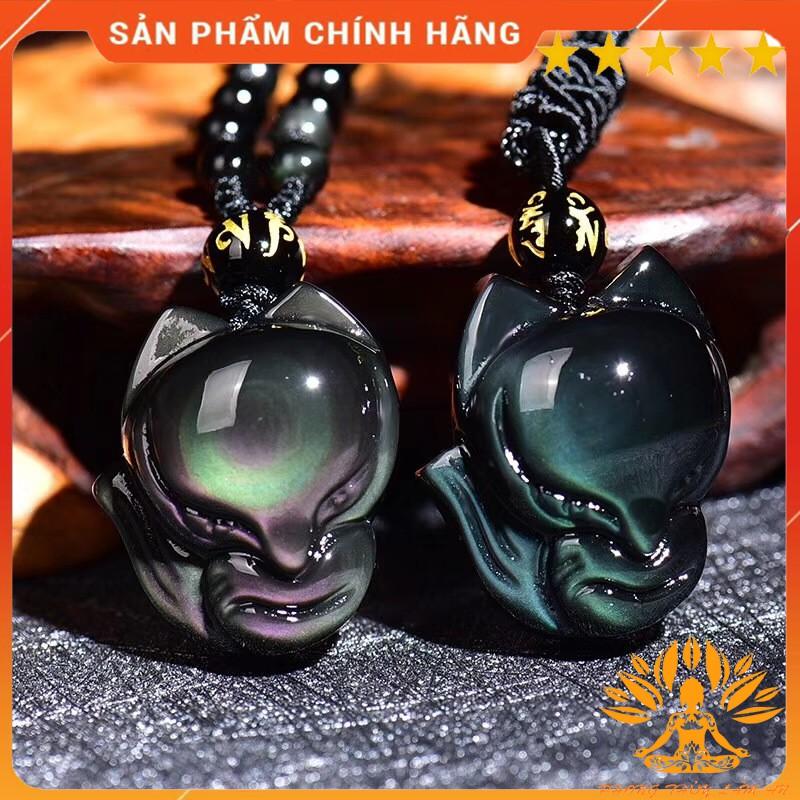 MẶT DÂY CHUYỀN HỒ LY ĐÁ TỰ NHIÊN NGŨ SẮC OBSIDIAN TÌNH DUYÊN MAY MẮN TÀI LỘC TẶNG KÈM DÂY VÀ HỘP GẤM ĐẸP