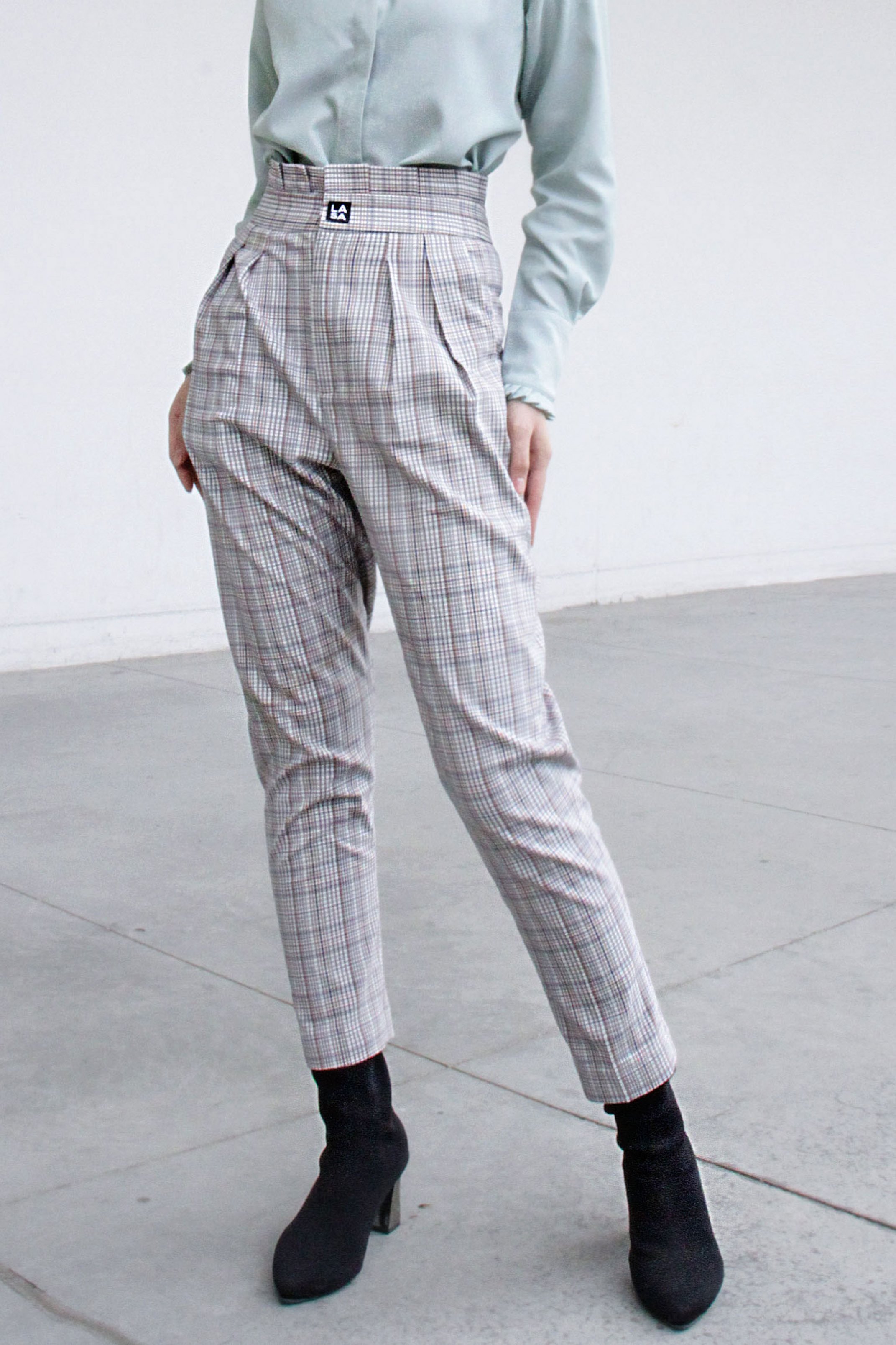 Quần baggy lưng bèo caro