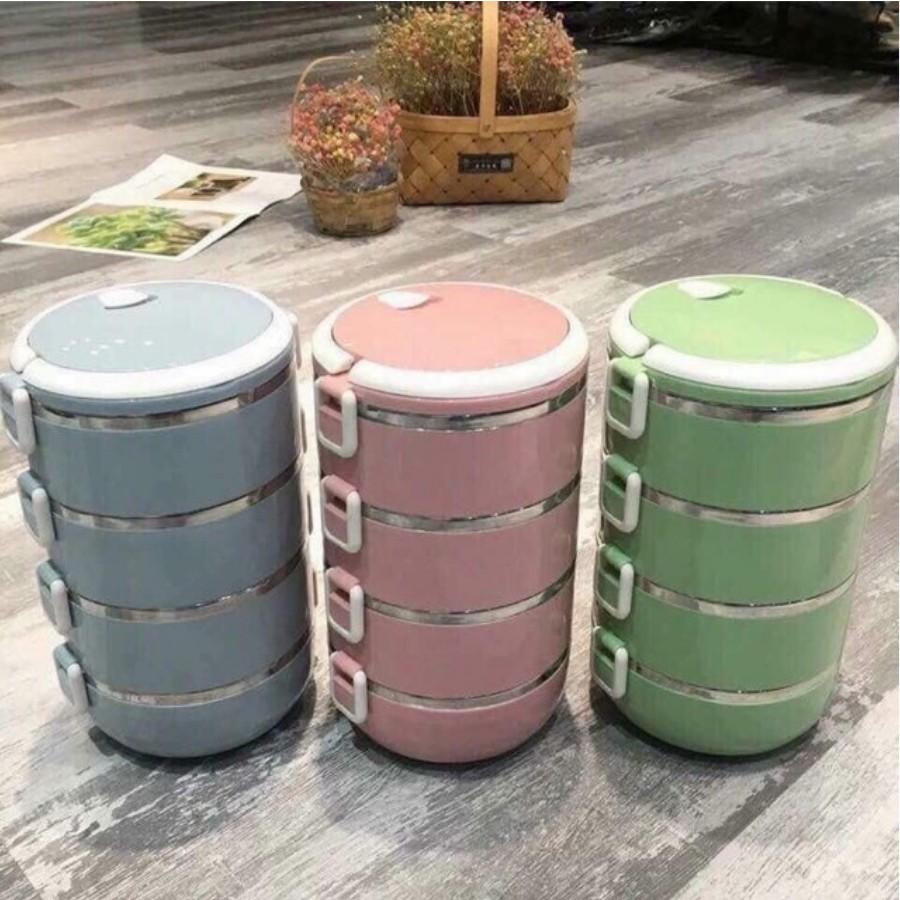 Hộp Cơm 4 Tầng Lúa Mạch Giữ Nhiệt Cao Cấp