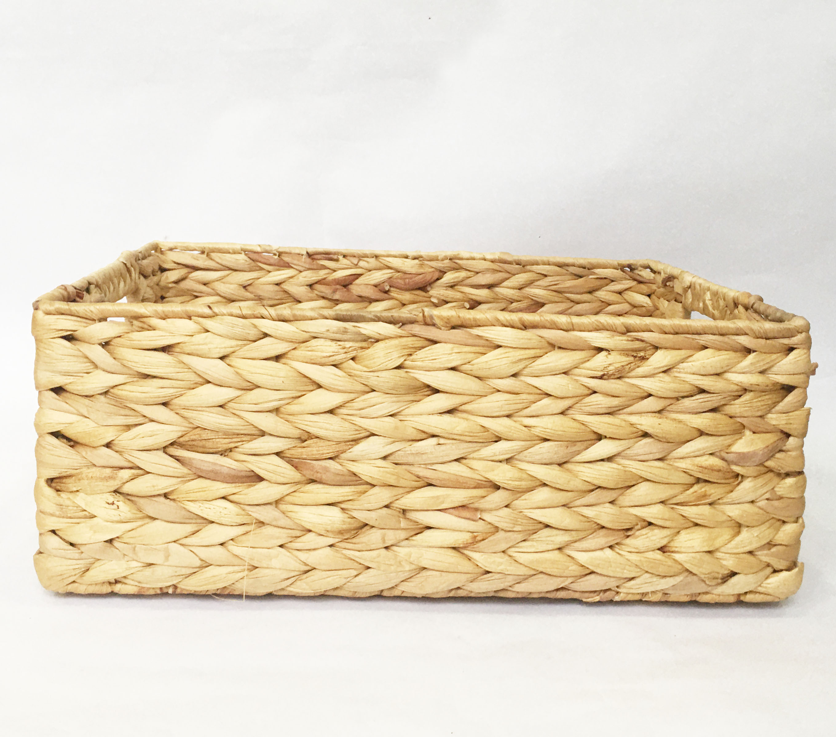 Sọt Giỏ Lục Bình chữ nhật đa năng - giỏ bèo tây khung sắt có tay cầm handmade vintage KT D36xR27xC14cm