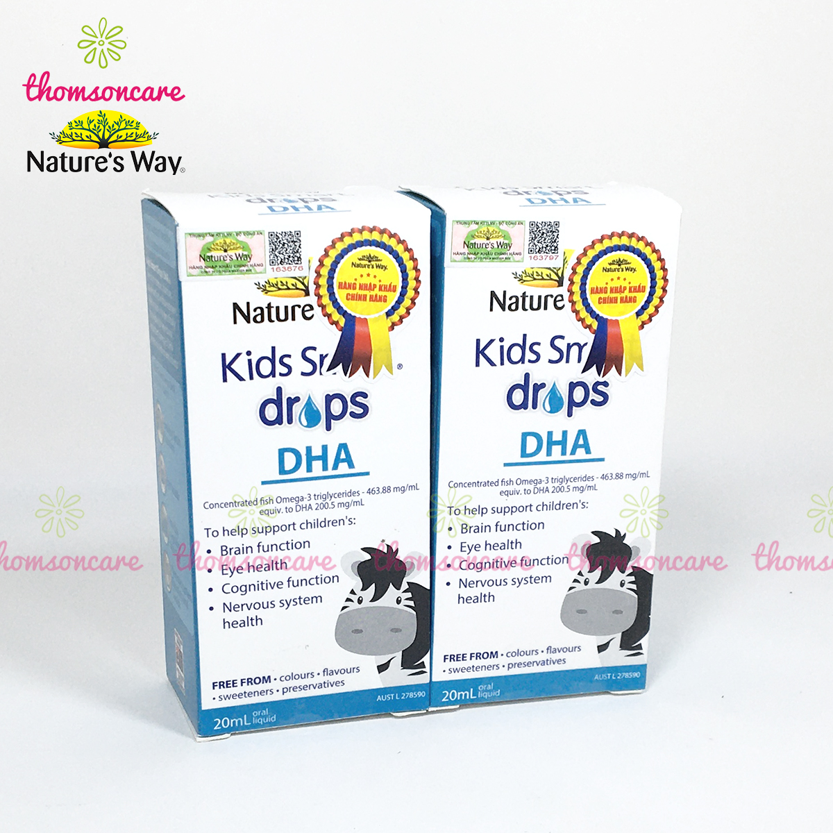 Bổ sung DHA dạng giọt cho bé - Nature's Way Kids Smart Drops DHA - Lọ 20ml Giúp trẻ thông minh, phát triển não bộ từ sơ sinh
