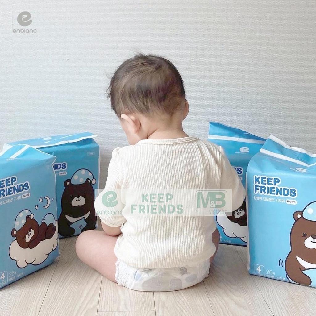 ( Tặng Khăn Mini ) Tã Bỉm Quần Hàn Quốc Enblanc Keep Friends Bé Trai Size L (7-12kg) 26 miếng Mềm Mại, Êm Ái Cả Ngày