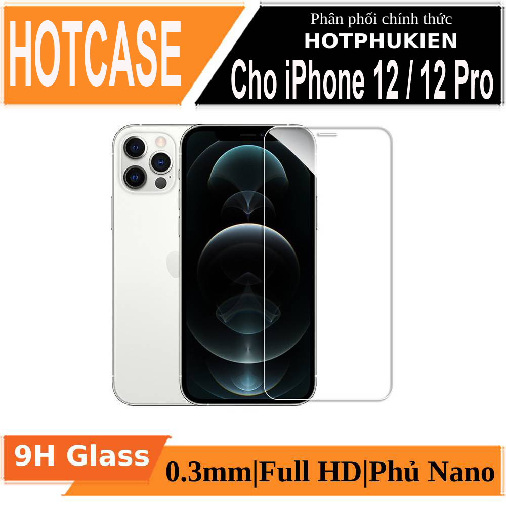 Miếng dán kính cường lực cho iPhone 12 / iPhone 12 Pro (6.1 inch) hiệu HOTCASE Kuzoom Độ cứng 9H, Vát cạnh 2.5D, bảo vệ màn loa, màn hình hiển thị Full HD - Hàng nhập khẩu