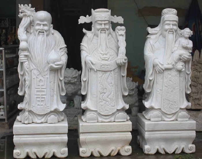 Tượng Đá Phong Thủy Phúc Lộc Thọ Cao 1m - Đá Tự Nhiên Nguyên Khối Chất Lượng Cao, Cam Kết Bền Đẹp