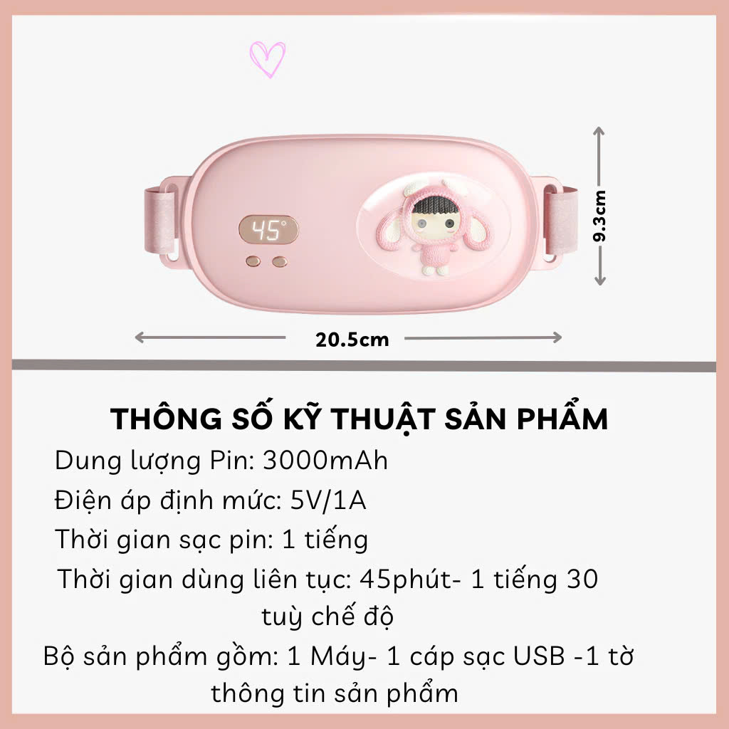 Máy Massage Làm Ấm Bụng, Đai Đeo Giảm Đau Bụng Kinh Nguyệt, Làm Ấm Tử Cung Cho Phụ Nữ Đến Kì 3 CHẾ ĐỘ