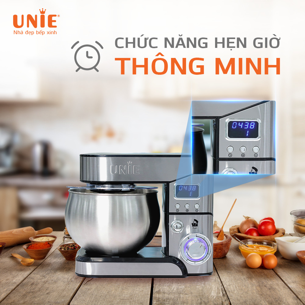 Máy Trộn Bột Đánh Trứng Đa Năng Unie EM2 Cao Cấp Tiêu Chuẩn Đức Dung Tích 5 Lít Công Suất 1000 W - Hàng Chính Hãng