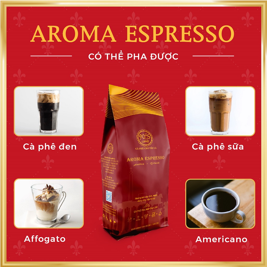 Cà Phê Rang Xay Thượng Hạng | AROMA ESPRESSO | 90S Coffee | Gu Café "Đấu Sĩ" Mạnh Mẽ & Hiện Đại | Cà Phê Pha Máy Cao Cấp