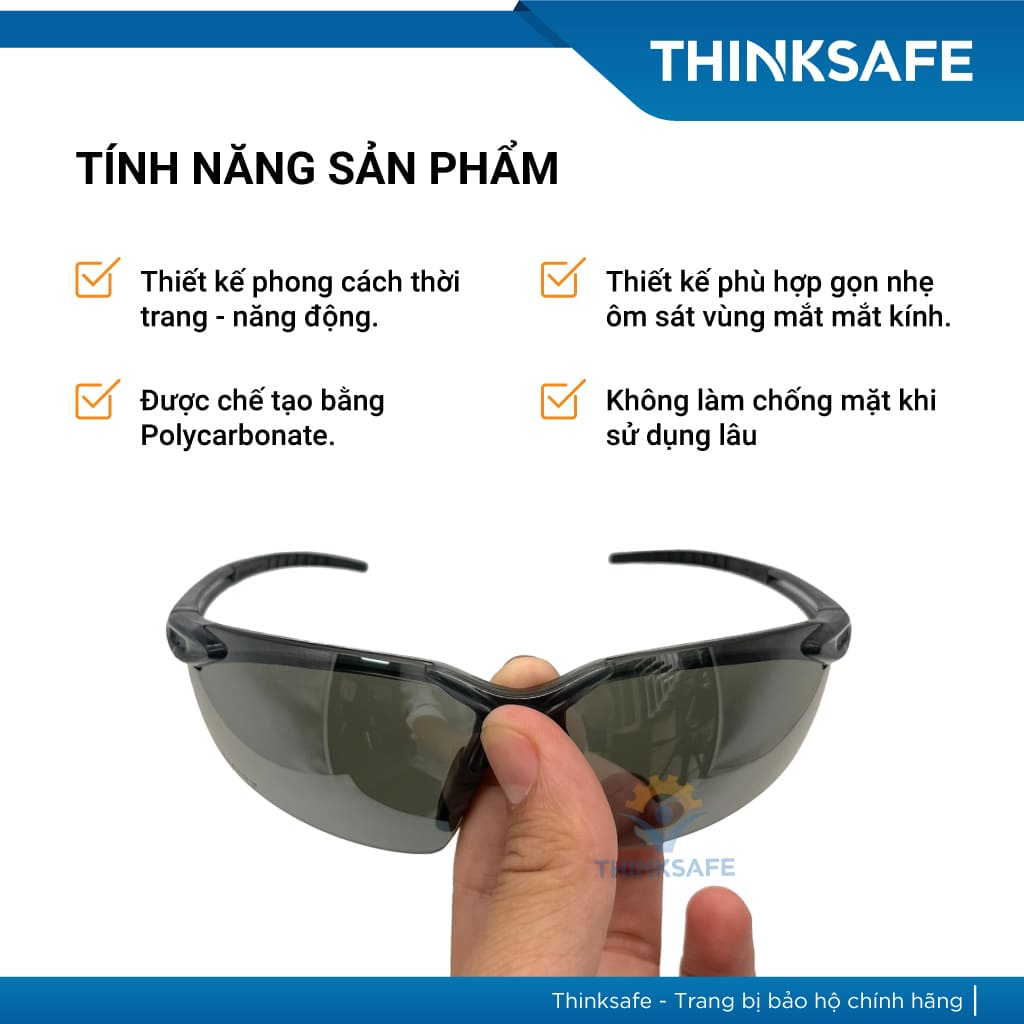 Kính bảo hộ King's Thinksafe, mắt kiếng bảo hộ chống bụi, siêu nhẹ, chống tia uv đi đường, ôm khuôn mặt, màu đen - KY712