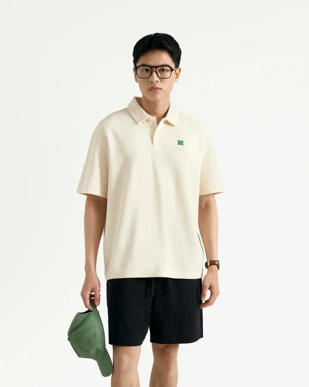 Áo polo nam phối patch Form Loose - RT 10S25POL020 | ROUTINE CÀ MAU