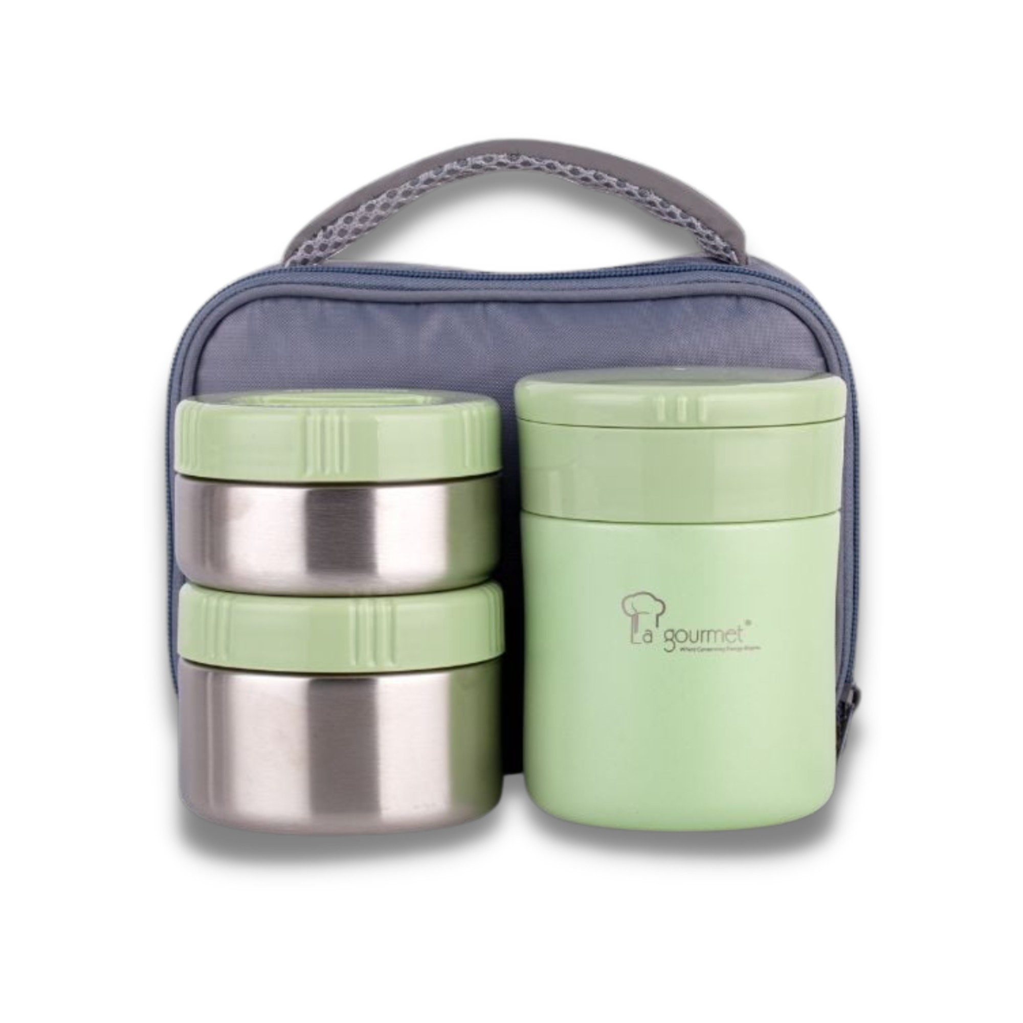 Bộ hộp cơm giữ nhiệt cao cấp La gourmet Spring Collection có túi đựng 395870 - xanh lá (phủ sơn tĩnh điện, bảo hành 5 năm))