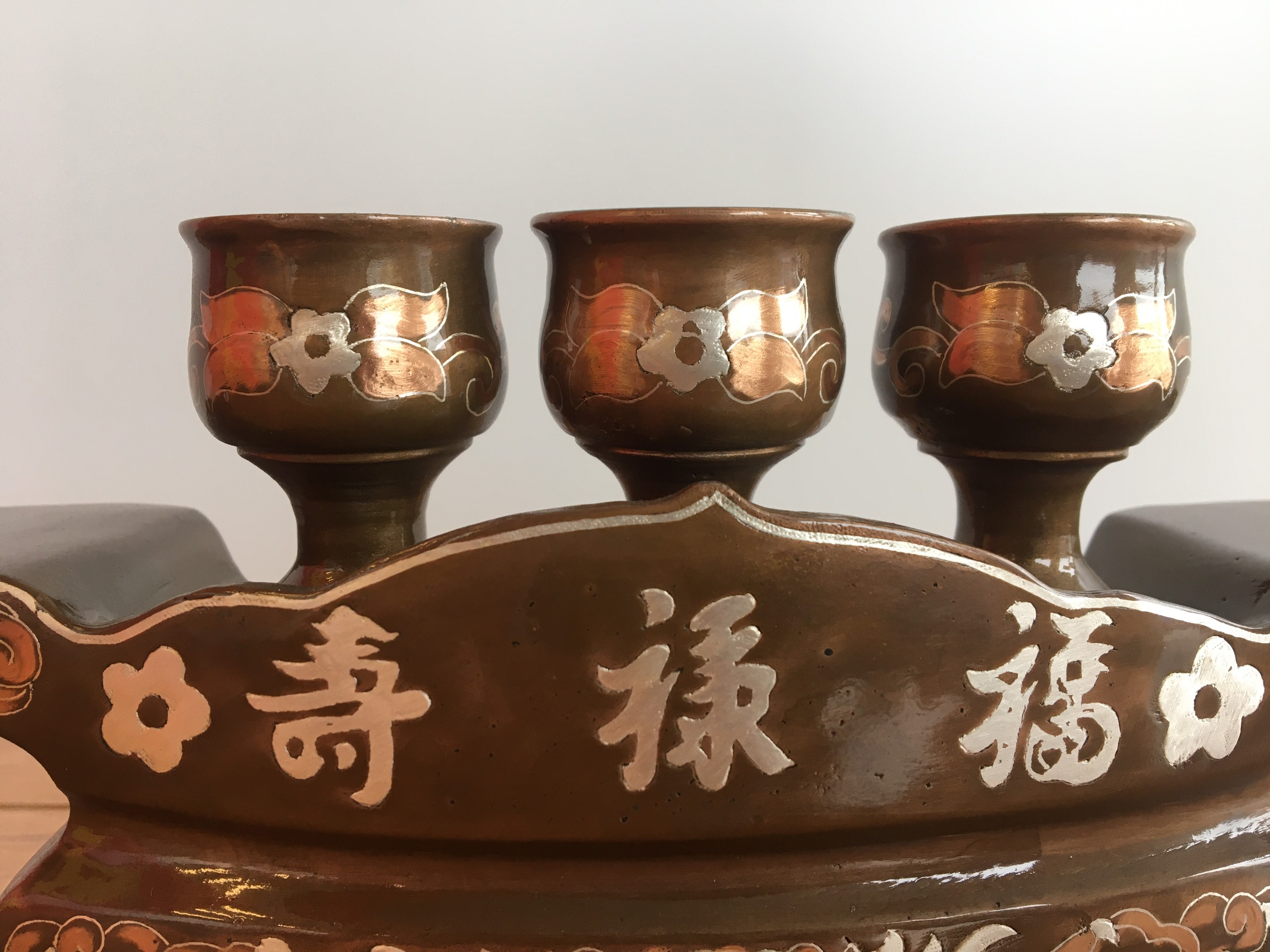 Ngai chén 3 bằng đồng Khảm Tam Khí cao cấp