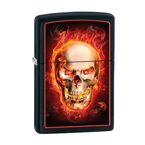 Bật Lửa Zippo 28307 Burning Skull Black Matte