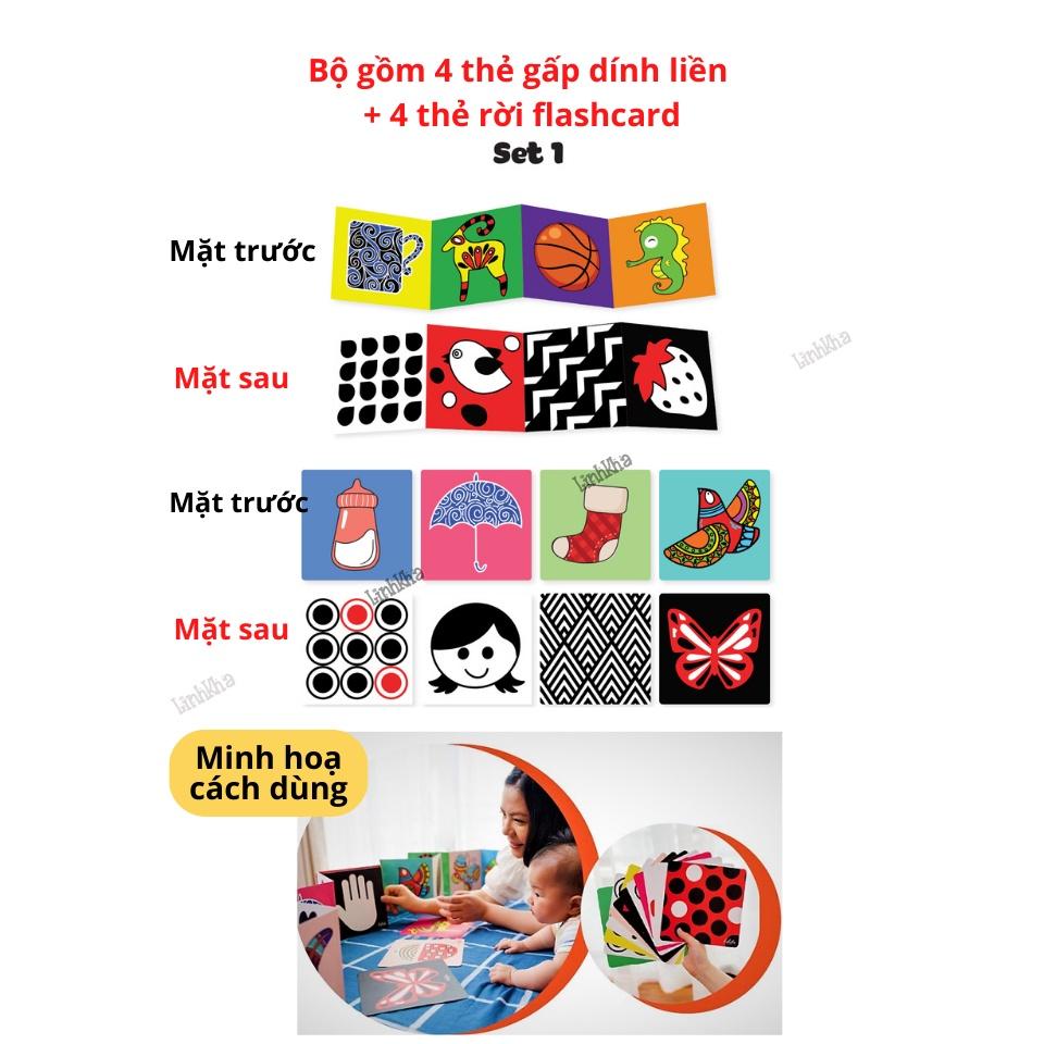 Thẻ Gấp Ziczac Và Flashcard Lalala Baby Kích Thích Thị Giác Cho Trẻ Sơ Sinh Đến 1 Tuổi - Thẻ 6 tấm Bộ màu