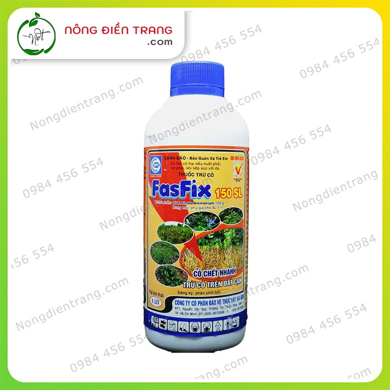 Diệt cỏ FASFIX 150SL - Chai 1 Lít - T.huốc trừ các loại cỏ trên cạn, trừ cỏ không chọn lọc – Diệt cỏ tận gốc, nhanh chóng VTNN Nông Điền Trang