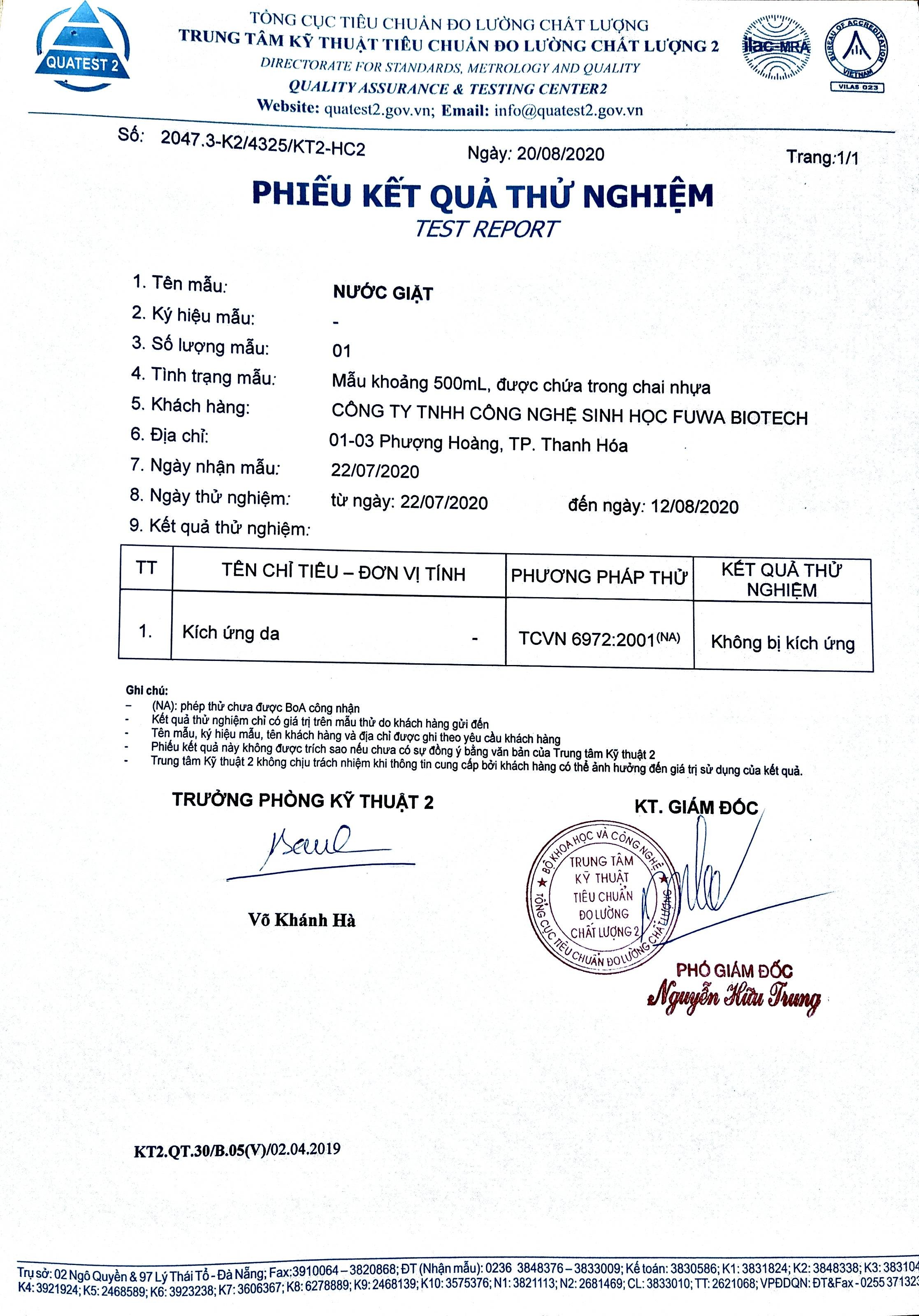 Nước giặt xả hữu cơ enzyme sinh học dứa Fuwa3e 10L