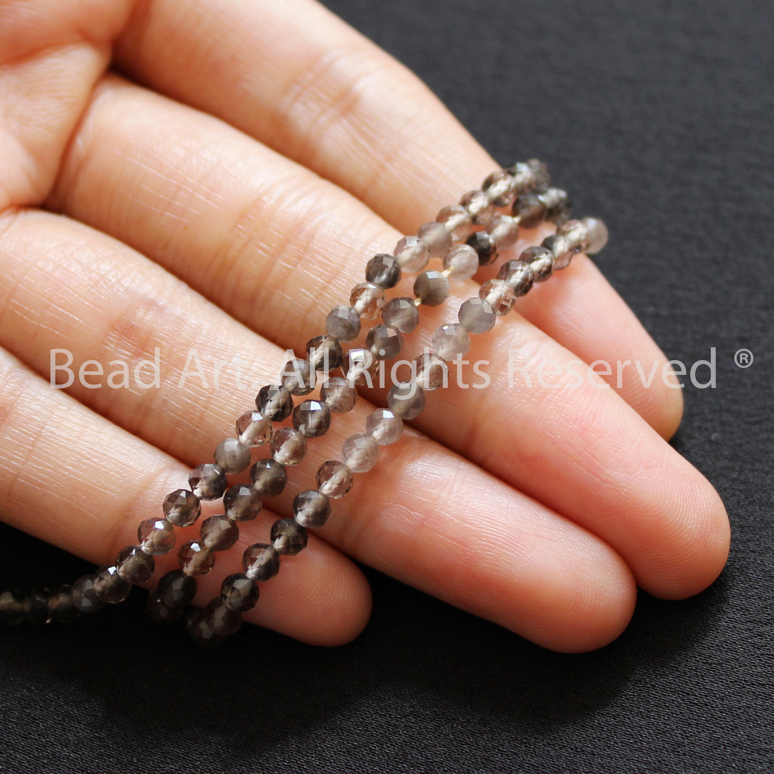 3MM Đá Thạch Anh Khói Nâu Tự Nhiên Giác Cắt, Kim, Thuỷ, Phối Vòng Tay Phong Thuỷ, Chuỗi Hạt, Trang Sức - Bead Art