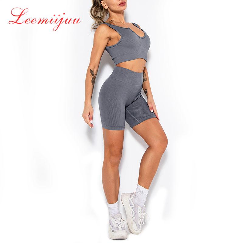 LEEMIIJUU 2 Bộ Tập Luyện Quần Áo Thể Thao Nữ Áo Bra Quần Legging Bộ Thể Thao Dành Cho Nữ Tập Gym Quần Áo Thể Thao bộ Yoga