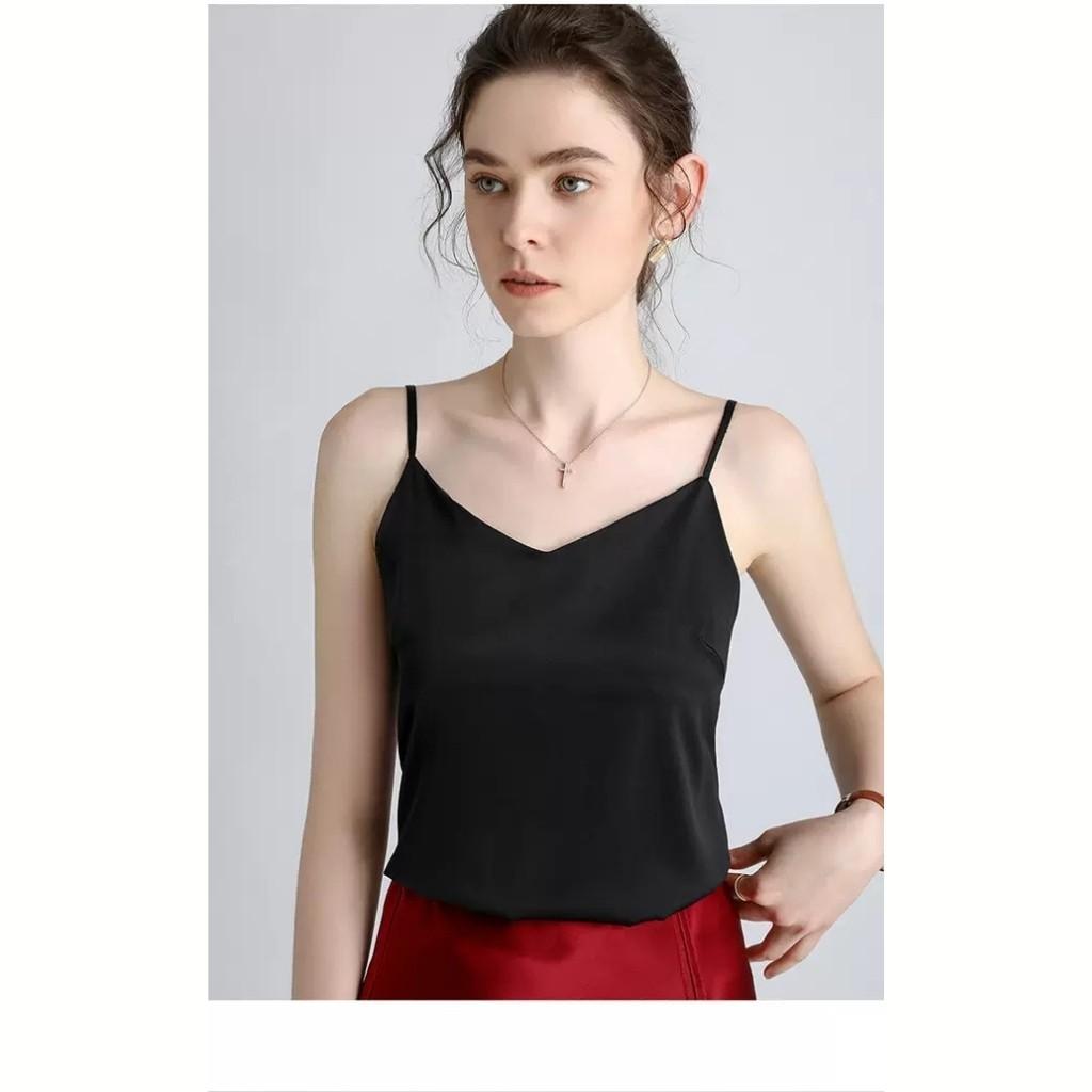 Áo Hai Dây Lụa Cổ Tim Nữ Cao Cấp