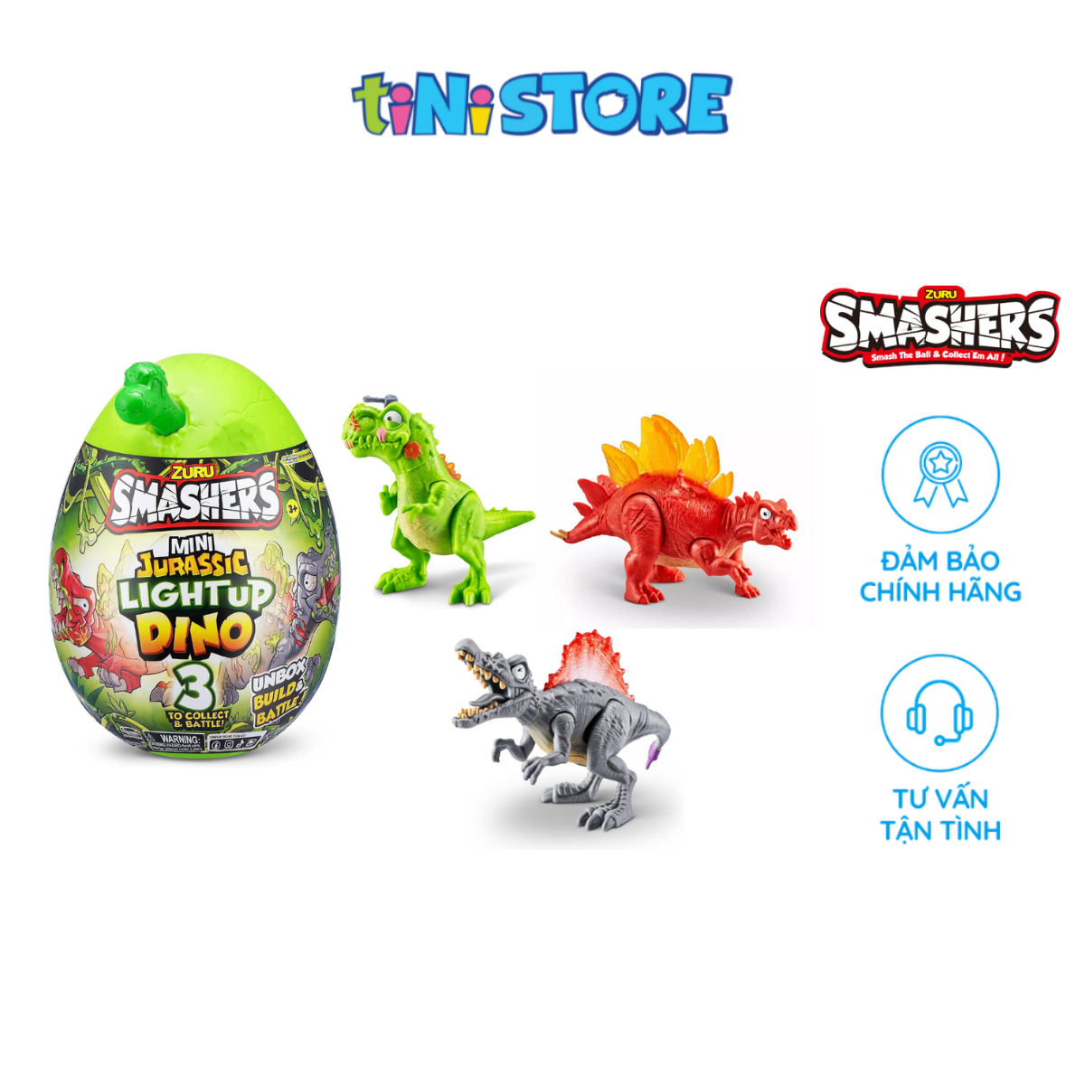Đồ chơi trứng khủng long Jurassic phát sáng bí ẩn Smashers S1 - cỡ nhỏ