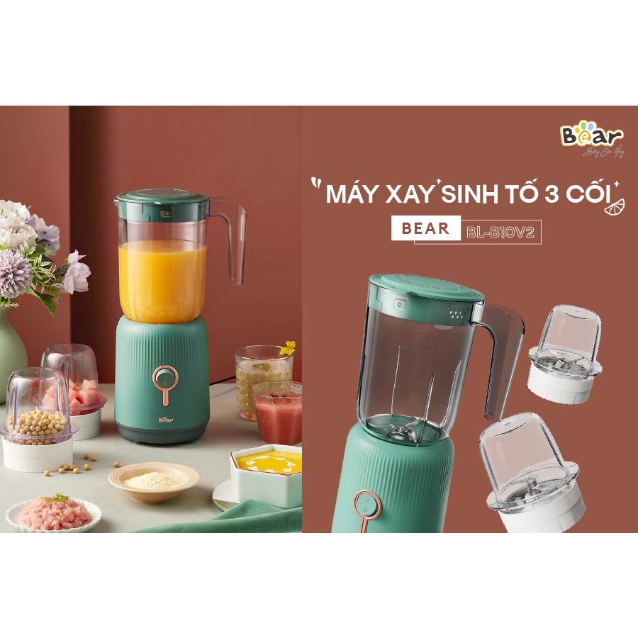 Máy xay sinh tố 3 cối 3 in 1 đa năng Bear LLJ-C10P1 (BL-B10V2), xay thịt, thực phẩm đa năng , bảo hành chín hãng 12 tháng - Hàng chính hãng