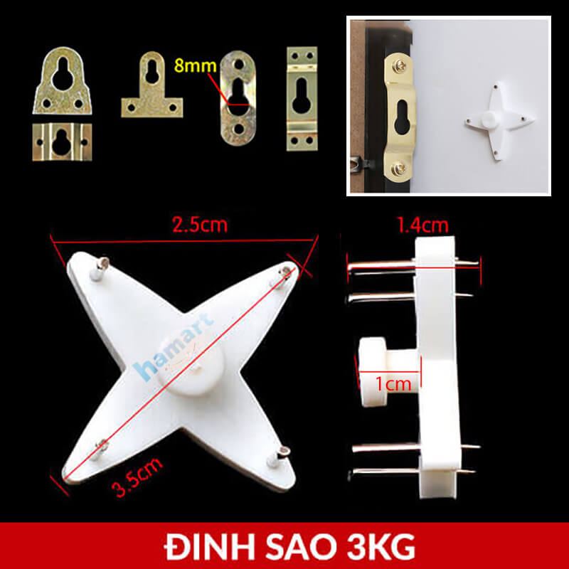 Đinh 4 Chân Móc Nhựa Treo Tường Đinh Treo Tranh Ảnh Tiện Lợi Chịu Lực 3-5kg