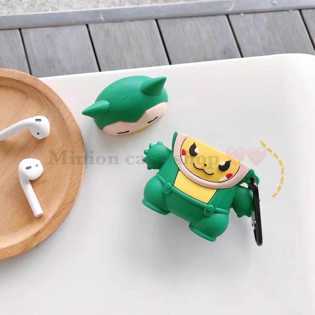 Bao Case Ốp dành cho airpod 1 và 2, tai nghe bluetooth i11,i12, i100, i9s... Snorlax silicon 3D cao cấp