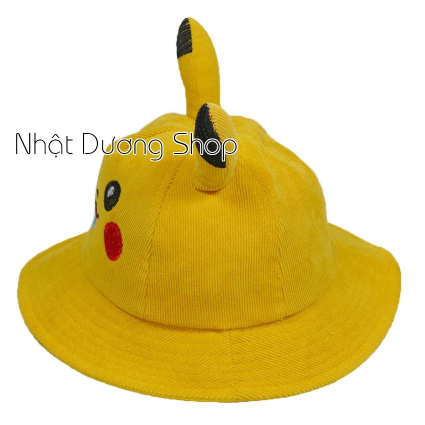 Mũ rộng vành trẻ em hình Pikachu dễ thương - Vàng chất liệu vải nhung cao cấp rất đẹp cho bé