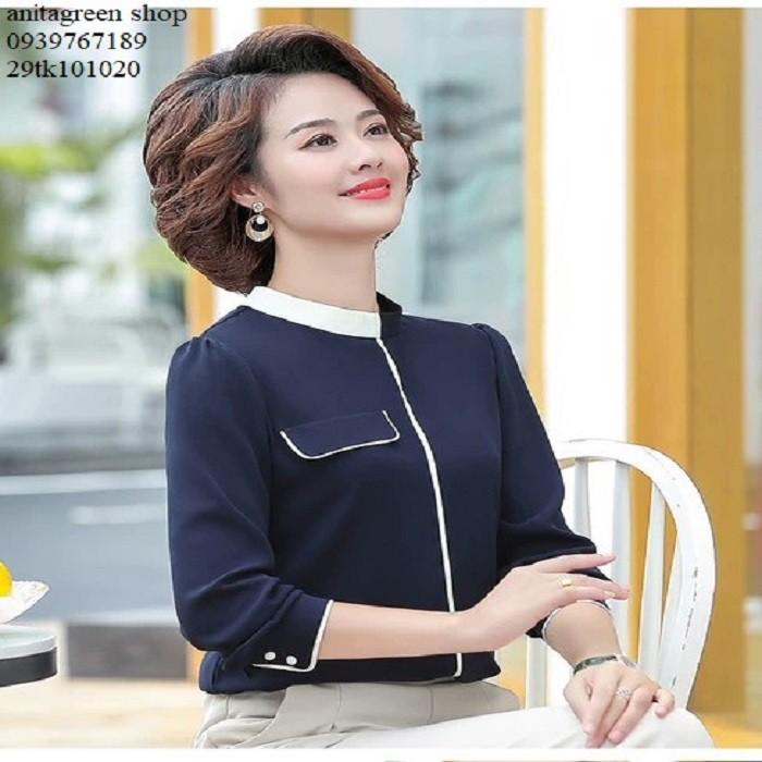 Tk101020-ÁO SƠ MI NỮ PHỐI MÀU THANH LỊCH