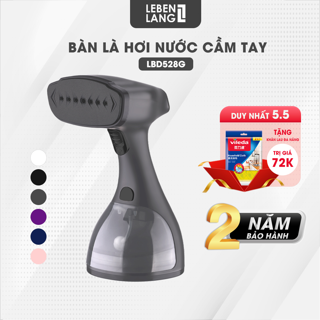 Bàn là hơi nước cầm tay Lebenlang công suất 1500W, dung tích 300ml model LBD528G - hàng chính hãng