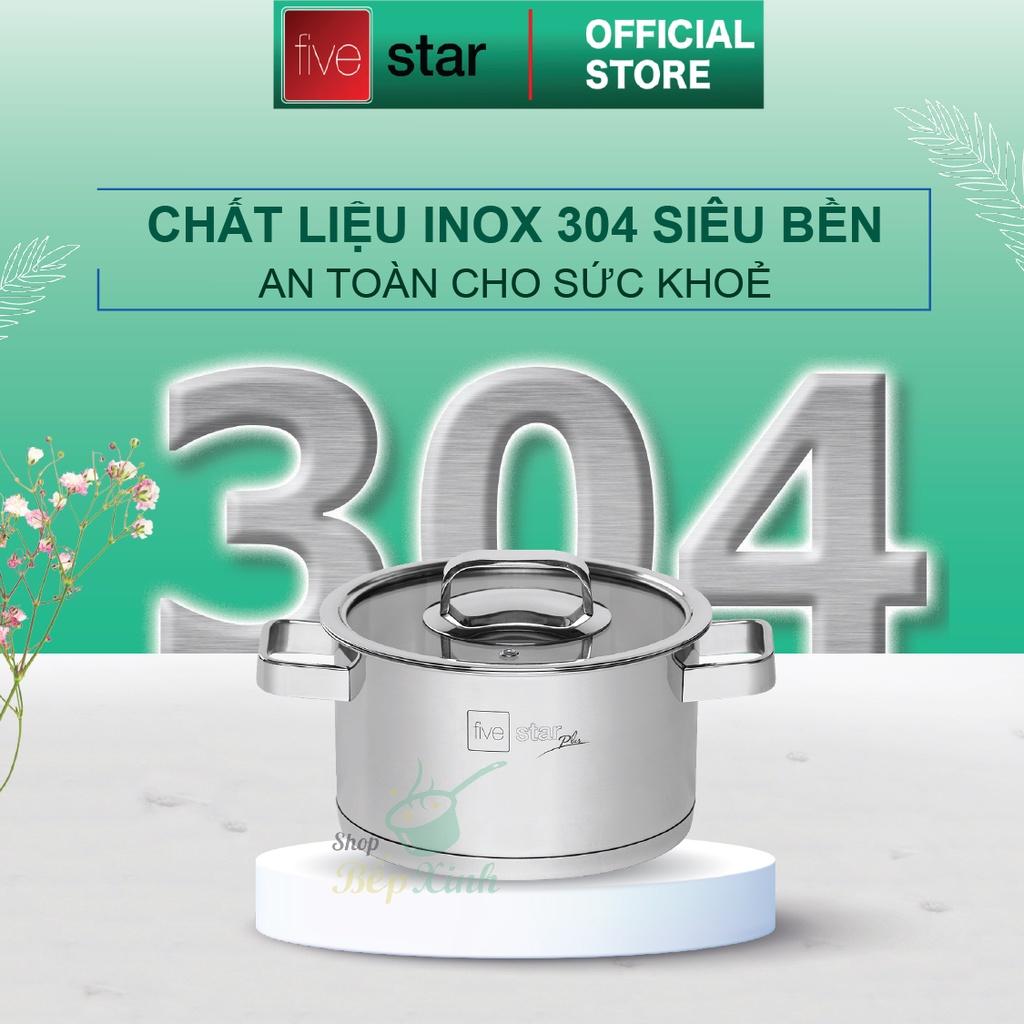 Bộ nồi và chảo chống dính vân đá inox 304 cao cấp Fivestar Plus 5 món nắp kính , dùng được mọi bếp