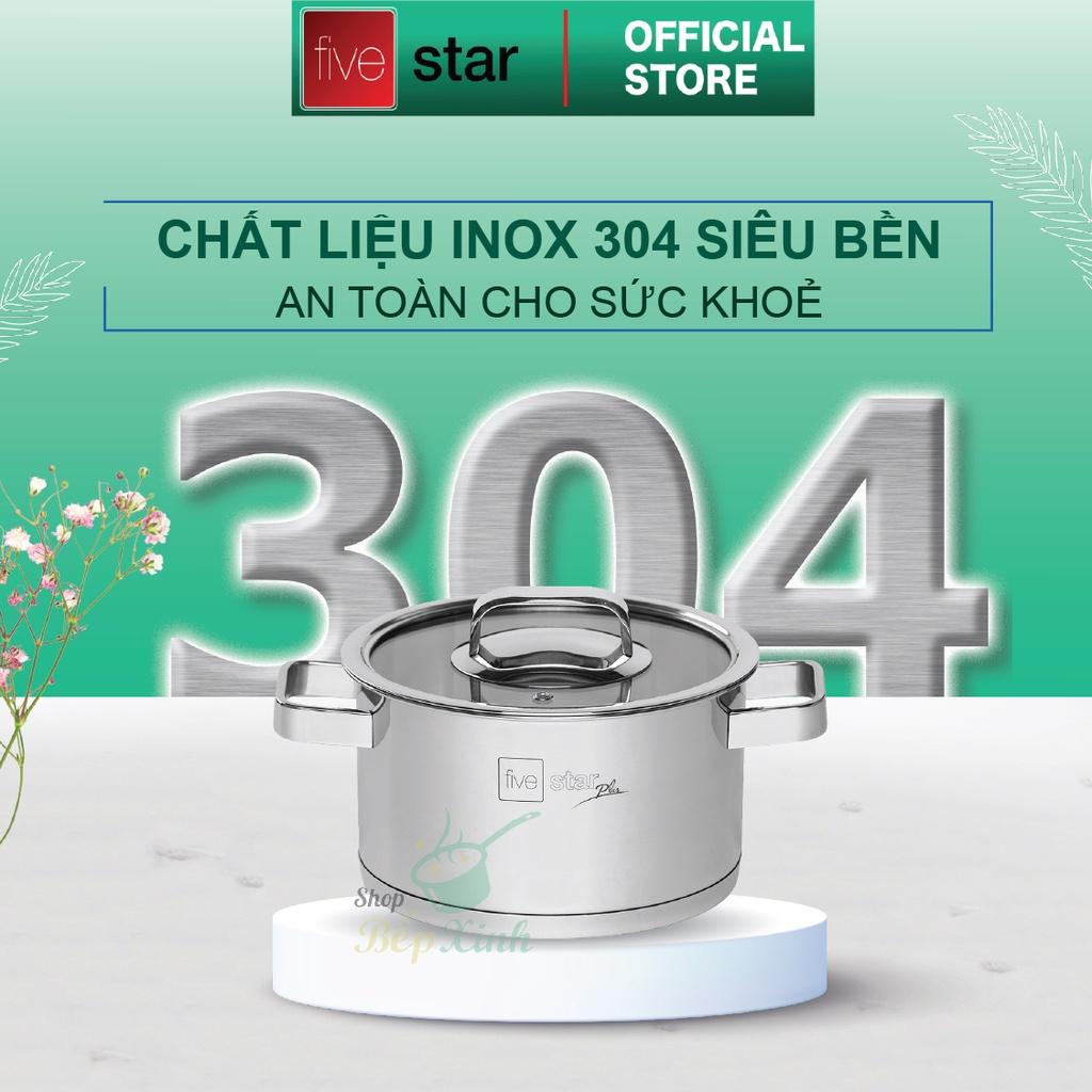 Bộ nồi xửng 3 đáy inox 304 Fivestar Plus 5 món nắp kính