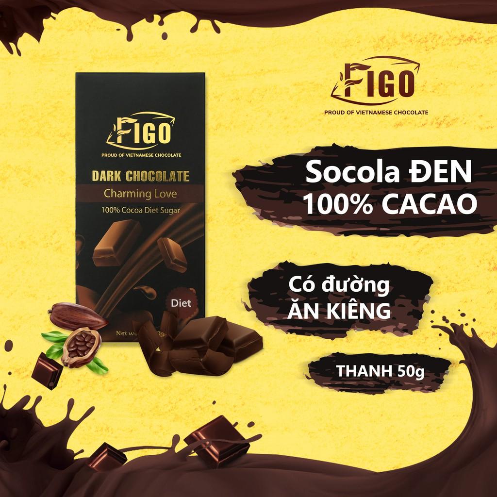 Kẹo Socola đen 100% cacao + đường ăn kiêng giảm cân 50g Figo - Chế độ keto, eat clean,DAS, LOWCARB