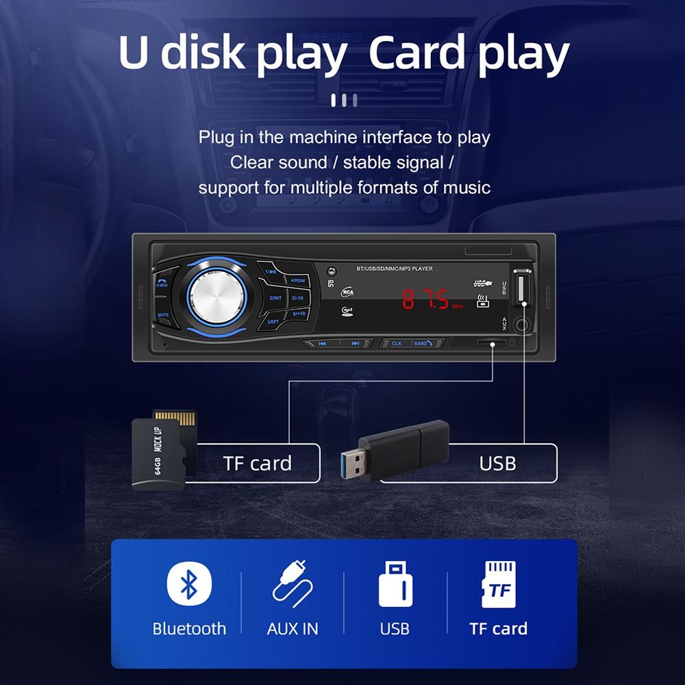 Bộ máy nghe nhạc MP3 1428 Bluetooth 1 Din hỗ trợ cổng USB kèm điều khiển từ xa cho xe hơi