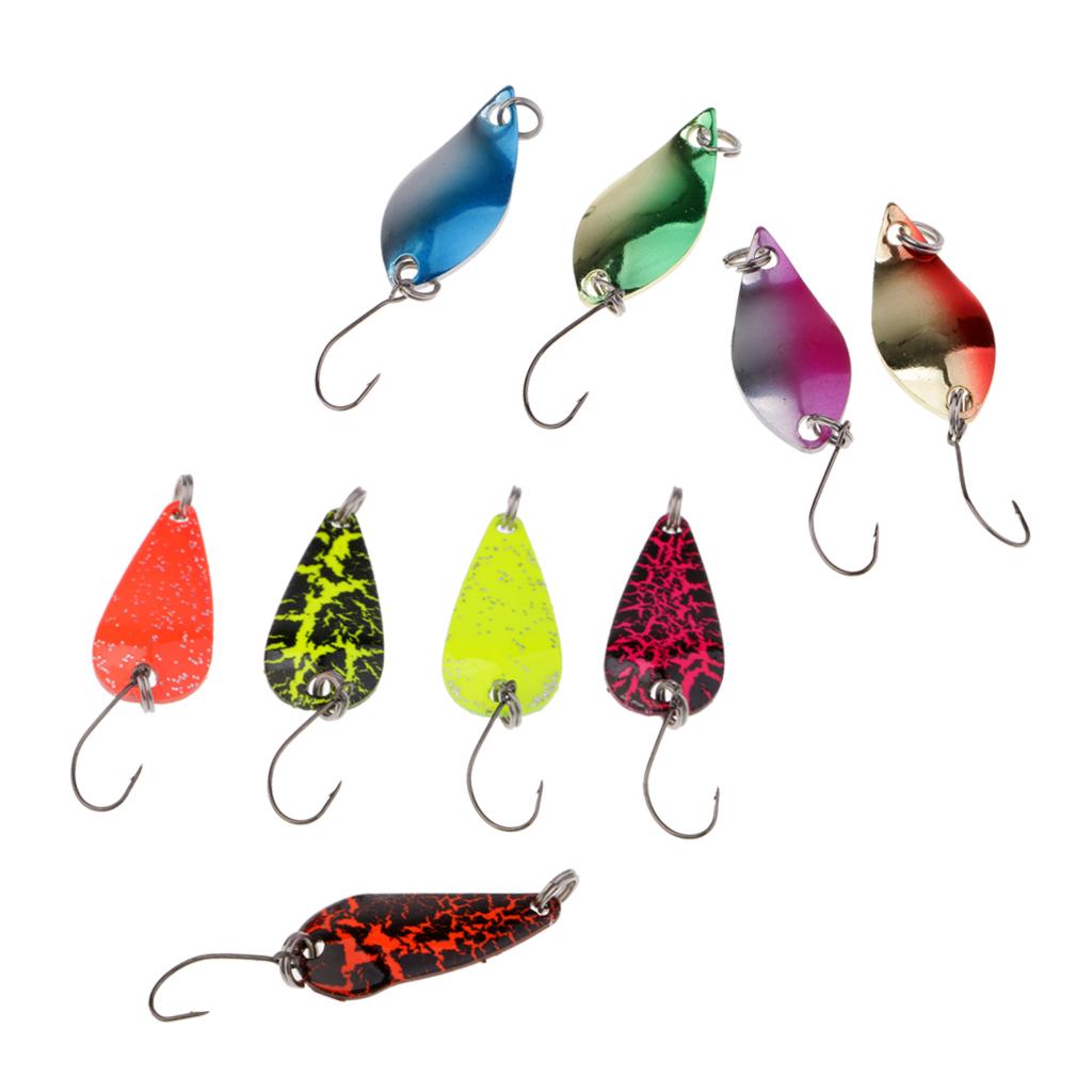9pcs Metal Spinner Spoon Life-like Hard Baits Fishing Lure Multi Color Hooks